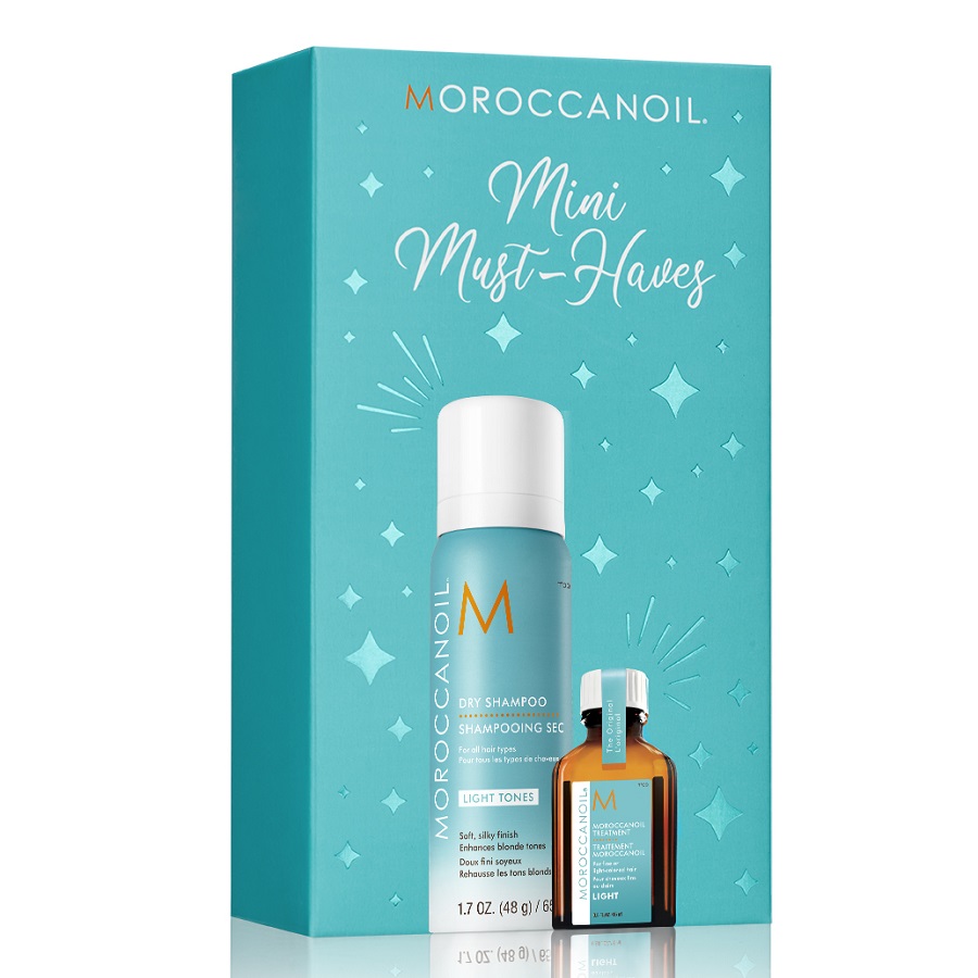 Set Mini Must Haves, Sampon uscat 65 ml si Tratament pentru par deschis la culoare 15 ml, Moroccanoil